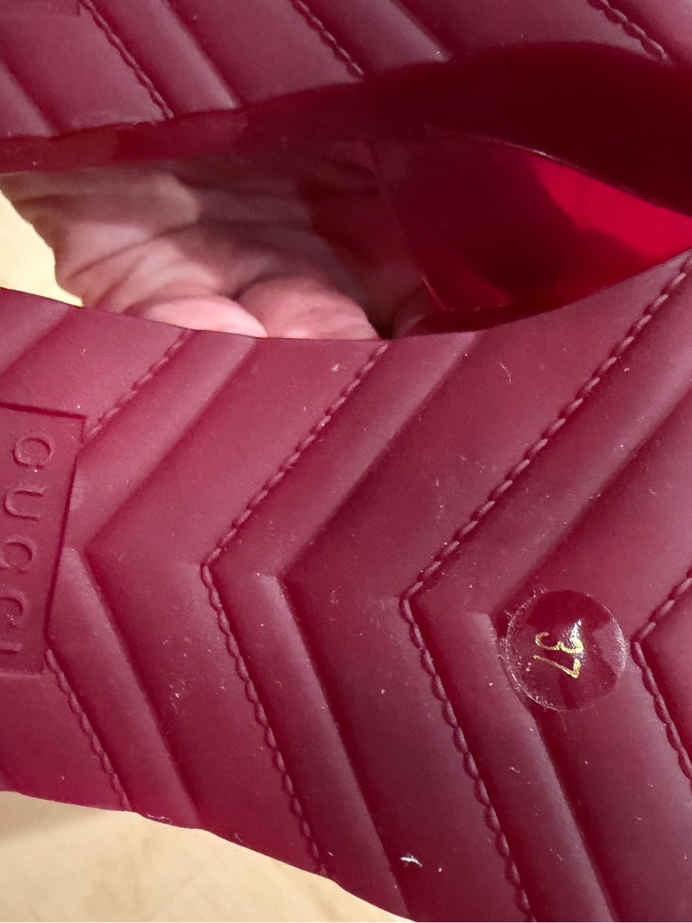 Gucci red Jelly Slide Sandals - Picture 7 of 9